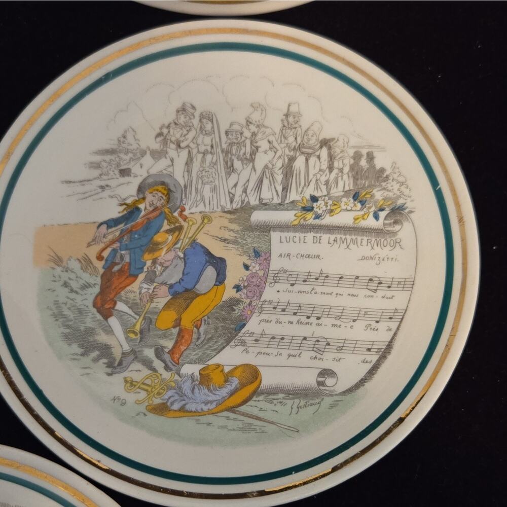 Vintage PV Parry Vielle French Opera Bread Butter Plates 6" Set of 5 France - Picture 3 of 8